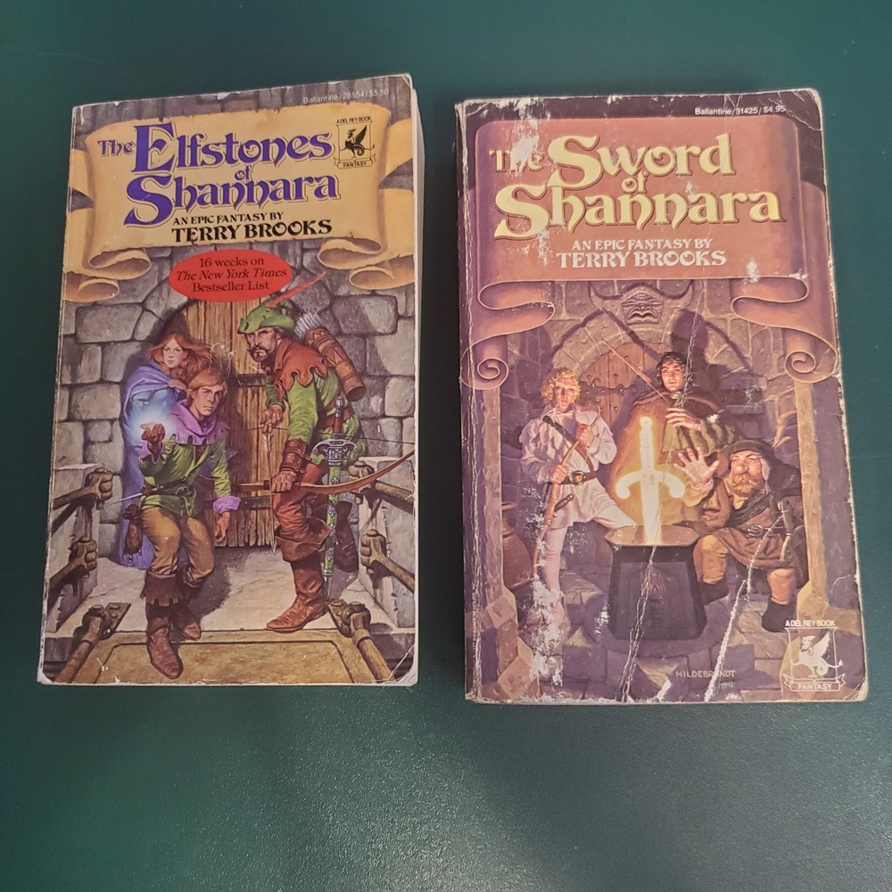 Terry Brooks Shannara Trilogy Books 1 & 2 Sword Elfstones Vintage Paperbacks 80s